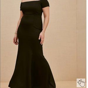 BLACK PONTE OFF SHOULDER GOWN, Torrid special occasion online exclusive